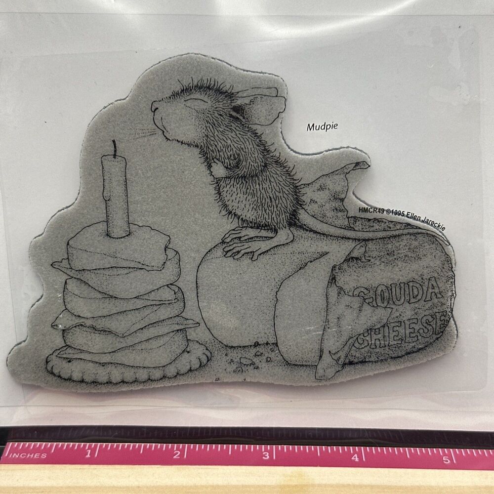 House Mouse Stamp GOUDA WISH Cheese Mudpie Mice Birthday Rubber  hard to find